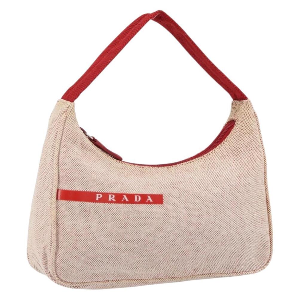 PRADA Sports Hand Bag Canvas Gray Red Auth hk3258 - Picture 1 of 16